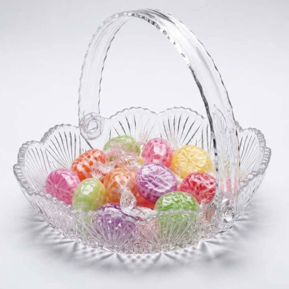 Mikasa Basket Clear Georgetown 8" Crystal Glass Handle Candy Dish Decor Japan